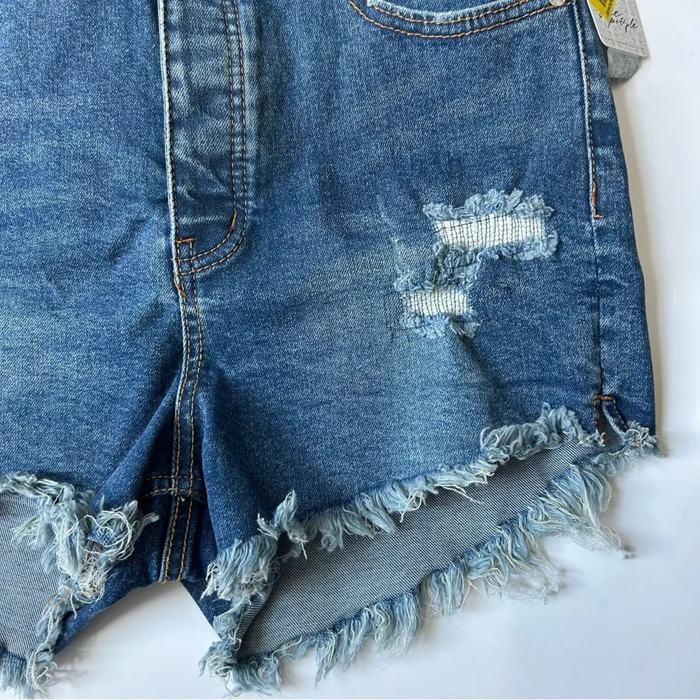 NWT Free People CRVY High Rise Button Fly Denim Shorts, Size 28. - Picture 2 of 7